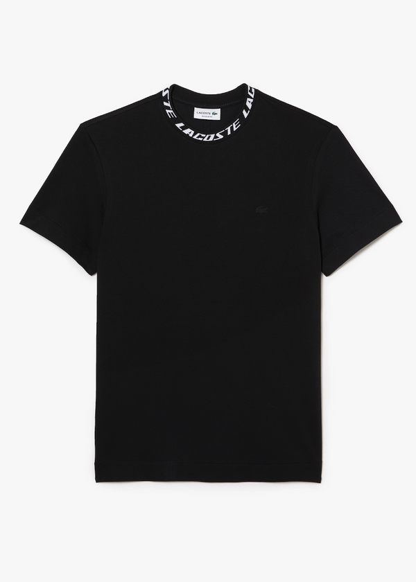 T-shirt Lacoste logo sur le col noir
